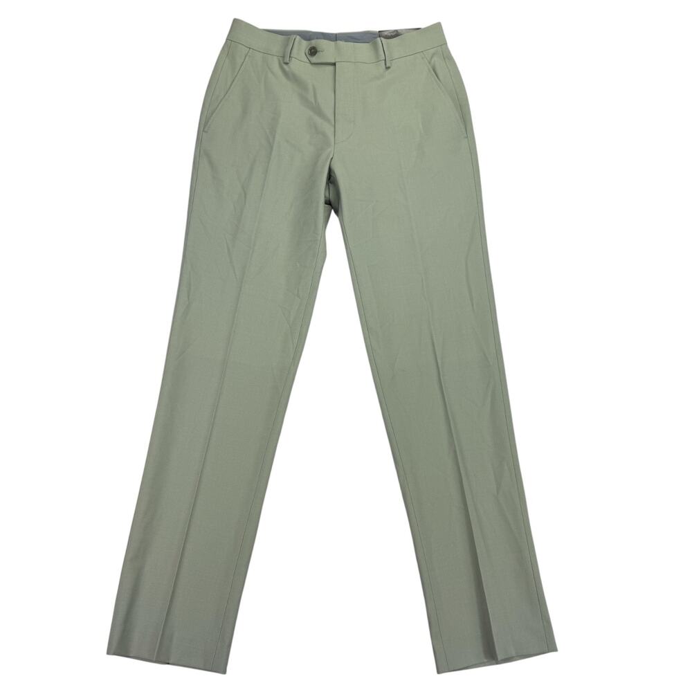 Bar III Mens Slim Fit Wool Blend Active Stretch Suit Pants Sage Green 29x30
